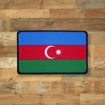 Шеврон Флаг Азербайджана, 8х5, на липучке (велкро), патч печатный
