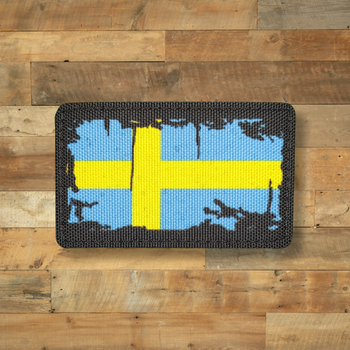 Шеврон Флаг Швеции, Винтаж, 8х5, на липучке (велкро), патч печатный