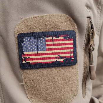 Шеврон Прапор США, Вінтаж, 8х5, на липучці (велкро), патч друкований