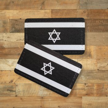 Шеврон Флаг Израиля, черно-белый, 8х5, на липучке (велкро), патч печатный