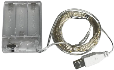 Світлодіодна гірлянда Decorative Light USB + батарейки Нитка Led 200 20 м Теплий Білий (2000992418614)