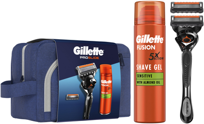 Zestaw kosmetyków do golenia Gillette Fusion Proglide Maszynka do golenia + Żel do golenia Sensitive 200 ml + Kosmetyczka Fusion 5 (8700216075459)