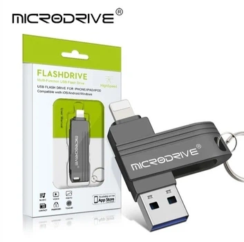 Флеш накопичувач MICRODRIVE 2 в 1 USB 3.0/Lightning 64Гб для iPhone чорний