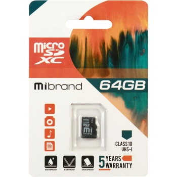 Карта Micro Mibrand SDXC память 64gb UHS-1 10 Class Черный