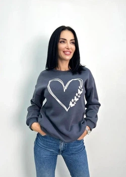 Женский утепленный свитшот Fashion с накаткой 42/44 графит