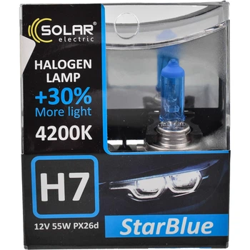 Лампа 12V H7 55W SOLAR StarBlue 4200 кв [1247S2] (Синє Світло) (БОКС)