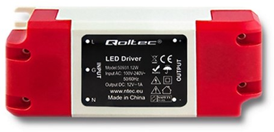 Імпульсний блок живлення Qoltec LED IP20, 12 Вт, 12 В, 1А (50931) (5901878509310)