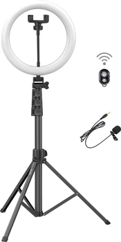 Комплект блогера RZTK Light Pro Black (кольцевая led лампа 26 см 10 Вт / штатив 1.67 м / микрофон)
