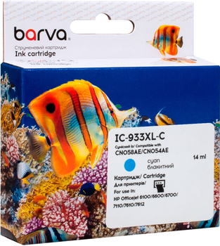 Картридж Barva совместимый с HP 933XL (CN054AE/CN058AE) 14 мл Cyan (IC-933XL-C)