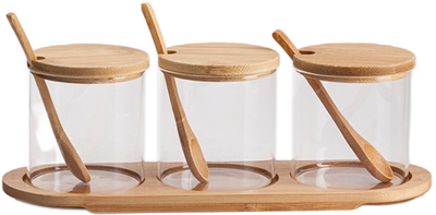 Набір банок Viva Bamboo з ложками на підставці 3 х 350 мл (6900068706507)