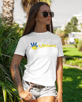 Патриотическая женская футболкая "Ukraine" белая Mishe 11000080 48