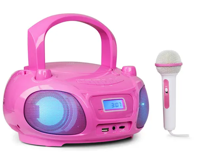 Детский бумбокс Auna Roadie Sing, FM-радио, Световое шоу, CD-плеер, Микрофон