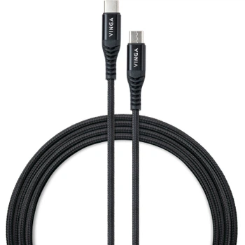 Дата USB-C кабель USB-C 1.0m 60W Nylon Vinga (VCDCCCM331)