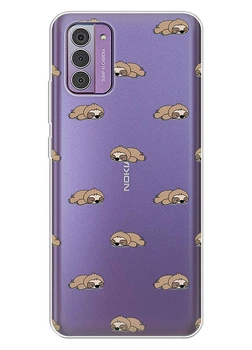 Прозрачный силиконовый чехол iSwag для Nokia G310 с рисунком - Спящие ленивцы (ISNG31068)