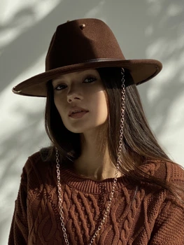 Капелюх фетровий федора з шпилькою D.Hats колір коричневий