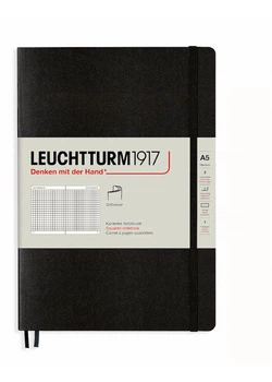 Блокнот Leuchtturm1917 Средний, Мягкая обложка, черный, клетка (310337)