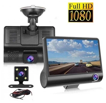 Автомобильный видеорегистратор UKC SD319 Full HD 1080P 3 камеры Black (005577)