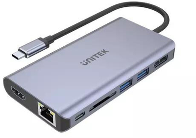 USB-хаб Unitek USB-C 2x USB 3.1/HDMI/ DP/RJ45/CardReader SD (4894160043283)