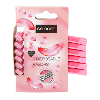 Бритва для гоління одноразова Sence Disposable Razors Жіночі 3 леза 6 шт (8719874194471)
