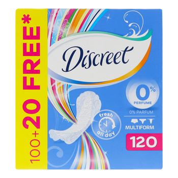 Прокладки щоденні Discreet Air No Perfume 120 шт (8006540233498)