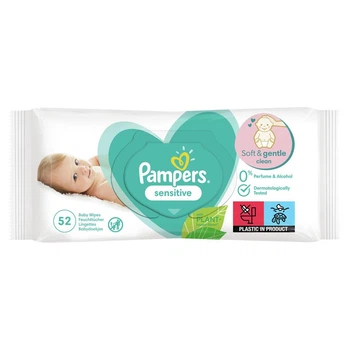 Вологі cepветки дитячі PAMPERS Sensitive 52 шт (8001841041391)