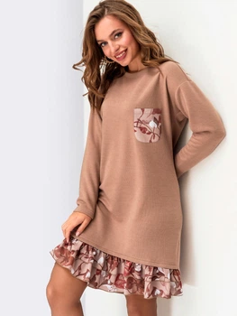 Платье короткое женское Dressa 55651 44 Бежевое (2000405814552_D)
