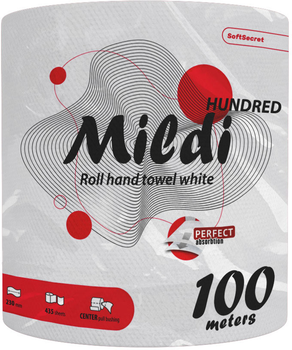 Полотенца бумажные Mildi Hundred 2 слоя 100 метров 435 отрывов 1 рулон (4820032451207)