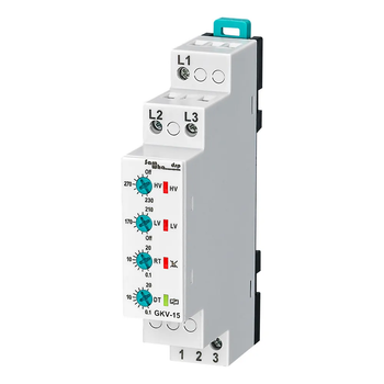 3x220V 5A Трифазне реле контролю підвищеної та зниженої напруги без нейтралі [GKV-15] Samwha