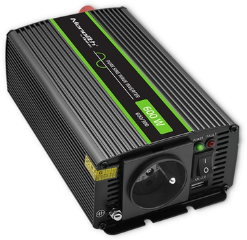 Przetwornica samochodowa Qoltec Monolith 300W/600W 12V na 230V czysty sinus (51932) (5901878519326)