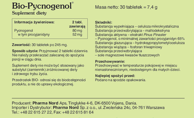 Suplement diety Pharma Nord Bio-Pycnogenol 30 tabletek (5709976245105)