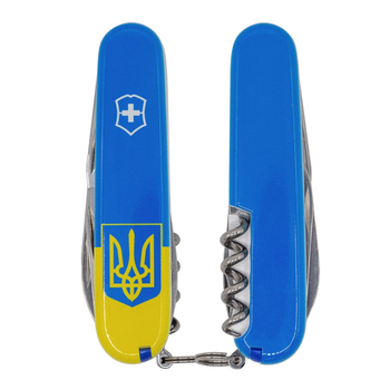 Швейцарский нож Victorinox CLIMBER UKRAINE 91мм/14 функций, Герб на флаге вертикальный Сине-желтый