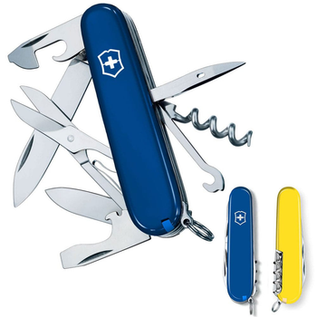 Швейцарський ніж Victorinox CLIMBER UKRAINE 91мм/14 функцій, синьо-жовті накладки