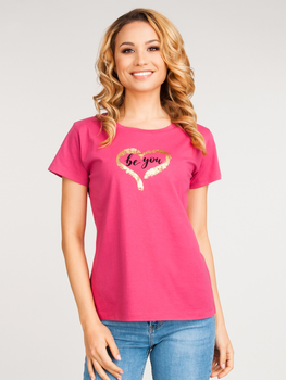 Koszulka damska z nadrukiem Yoclub PKK-0094K-A110 S Różowa (5903999468156)
