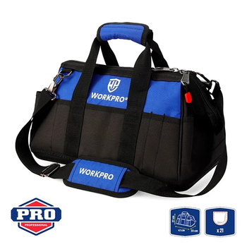 Сумка для инструмента WORKPRO 510x260x290мм 600D полиэстер, водонепроницаемая жесткая база, 21 карман, с регулируемым плечевым ремнем PRO WP281026