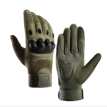 Тактичні рукавички повнопалі демісезонні для ЗСУ армійські сенсорні із захистом на кісточках L/9 Хакі
