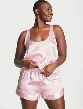 Жіноча піжама Victoria's Secret satin short and racerback tank set Колір рожевий (M)