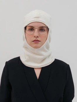 Балаклава шапка вязаная D.Hats цвет молочная