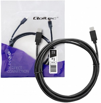 Кабель Qoltec USB Type-C - USB Type-C 3.1 2.5 м Black (5901878523521)