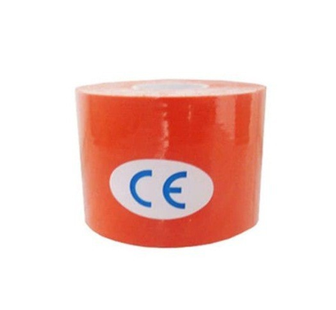 Кінезіо тейп (кінезіологічний тейп) Kinesiology Tape в коробці 5см х 5м помаранчевий
