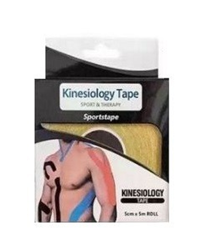 Кинезио тейп (кинезиологический тейп) Kinesiology Tape в коробке 5см х 5м жёлтый