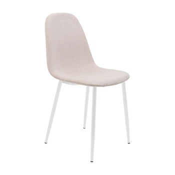 Стул кресло мягкий MacaoDesign U Simple 43 белые ножки Светло-бежевый