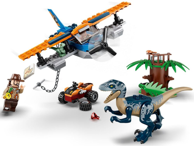 Zestaw klocków LEGO Jurassic World Welociraptor: na ratunek dwupłatowcem 101 element (75942)