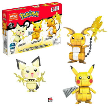 Конструктор Mattel Mega Construx Pokemon Trio (Pichu, Pikachu, Raichu) 621 деталь (887961971552)