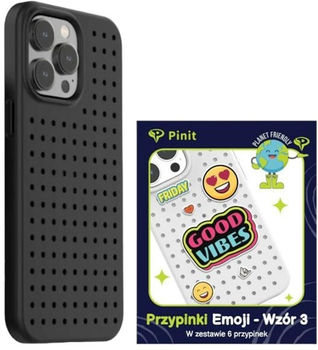 Etui Pinit Dynamic + Emoji Pin Wzór 3 do Apple iPhone 14 Pro Black (5905359817291)