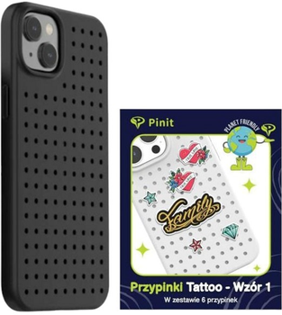 Etui Pinit Dynamic + Tattoo Pin Wzór 1 do Apple iPhone 14 Black (5905359817444)