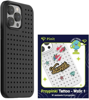 Etui Pinit Dynamic + Tattoo Pin Wzór 1 do Apple iPhone 14 Pro Max Black (5905359817536)