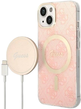 Панель + Зарядний пристрій Guess 4G Print MagSafe для Apple iPhone 14 Plus Pink (3666339103057)