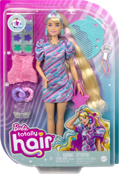 Lalka z akcesoriami Mattel Barbie Totally Hair in Star Print Dress (194735014835)