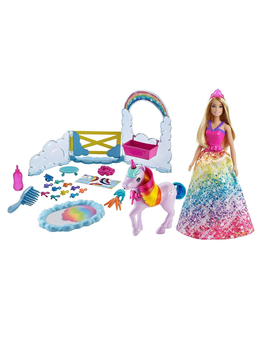 Лялька з аксесуарами Mattel Dreamtopia Unicorn Pet Playset With Barbie Princess (887961914061)