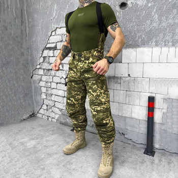 Мужские зимние брюки ripstop с утеплителем синтепон 100 / Штаны "logos tactical" с подтяжками пиксель размер L